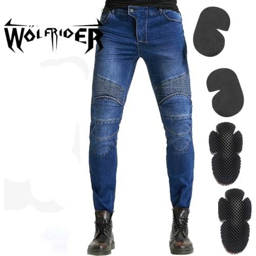 2020 Men Motorcycle Riding Pants Moto Old cow Jeans Armor Racing Cycling Pants with Upgrade Knee Hip Protector LN