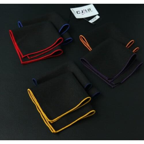 Mens fashion business suit handkerchief pocket square cotton black for wedding 24x24cm 10pcs/lot