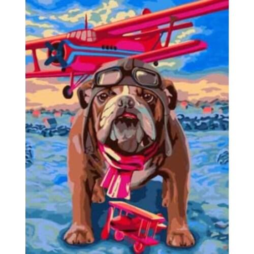 Handsome Captain Dogg 40x50CM DIY Painting By Numbers Animals On Canvas Pictures By Numbers Home Decoration DIY Minimalism Style