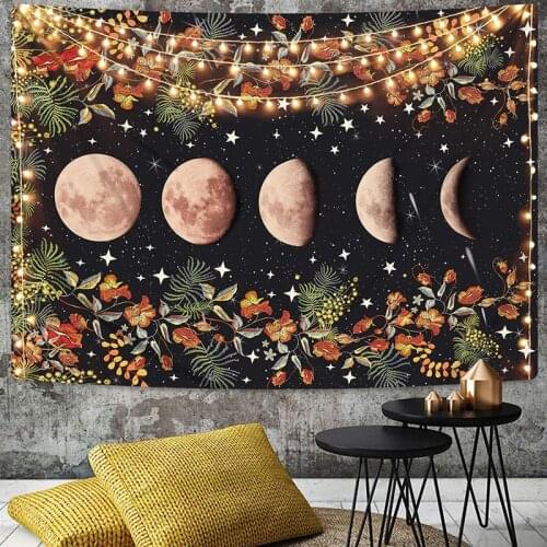 Star Sun Moon And Flowers Tapestry Wall Hanging Ancient Wall Tapestry Hippie Tapestry Trippy Wall Carpets Psychedelic Tapestry