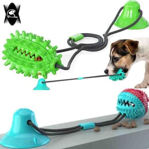 New Dog Bite Toy With Suction Cup Doggy Pull Ball Multifunction Pet Molar Bite Toy Durable Dog Tug Rope Ball Toy Tugging