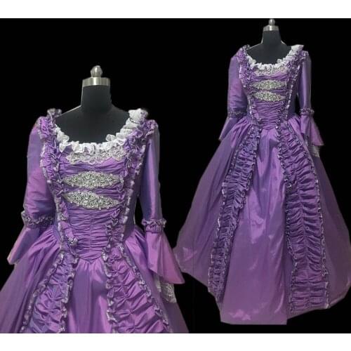 New purple Vintage costumes 18th Duchess Retro medieval Renaissance Reenactment Theatre Civil war Victorian dress D-303