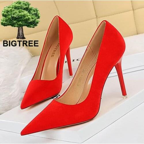Flock Heels Fashion Pumps Women Shoes Ladies Heels 2021 Stiletto Luxury Brand Shoes Women Designers Black High Heels Sexy Shoes