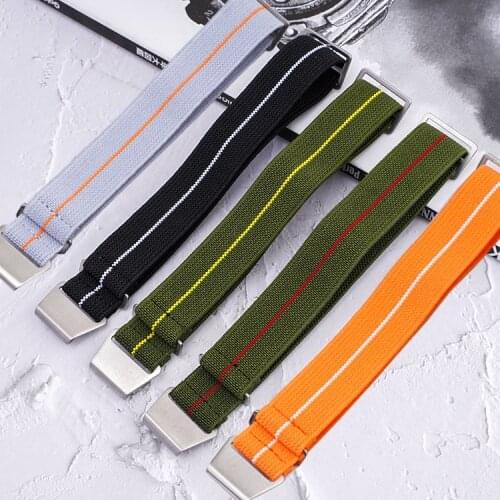 Parachute Elastic Woven Nylon Strap 18mm 20mm 22mm 24 Stainless Steel Buckle Military Men Sport Replacement Bracelet Watch Band