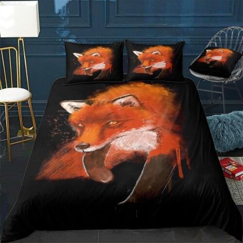 Black Fox Ink Quilt Cover Pillowcase 3Piece Comforter Bedding Set With Pillow Case Single Double Duvet Cover Home Decora