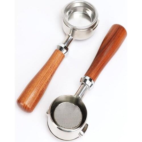 Bottomless coffee machine handle wooden handle 304 binaural Huijia coffee handle accessories general 58mm