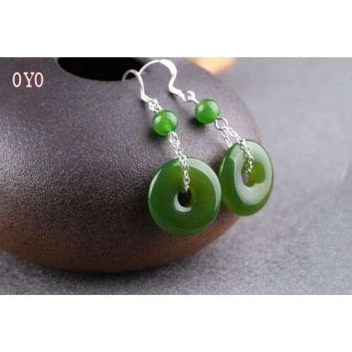 ReallyS990 pure silver sterling silver earrings hypoallergenic handmade original 20mm turquoise jade safe buckle earrings