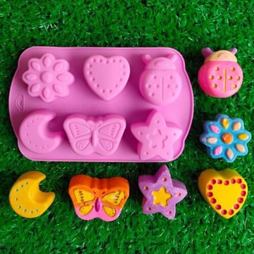 6 Different Shapes DIY Handmade Silicone Soap Mold Chocolate Biscuit Fondant Cake Creative Production Template