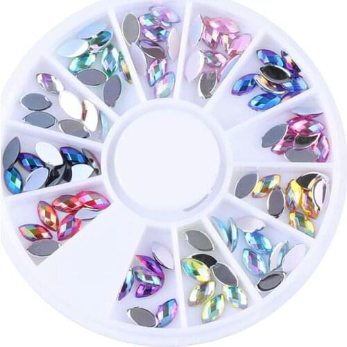 Mixed Silver Oval Nail Art Decoration in Wheel Nail Rhinestones for Acrylic UV Gel Shinning Body Art Nail Accessories