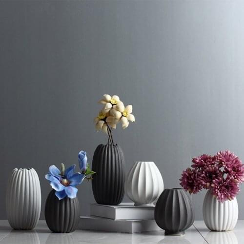 Modern matte ceramic vase home grey and white Nordic style crafts living room decoration