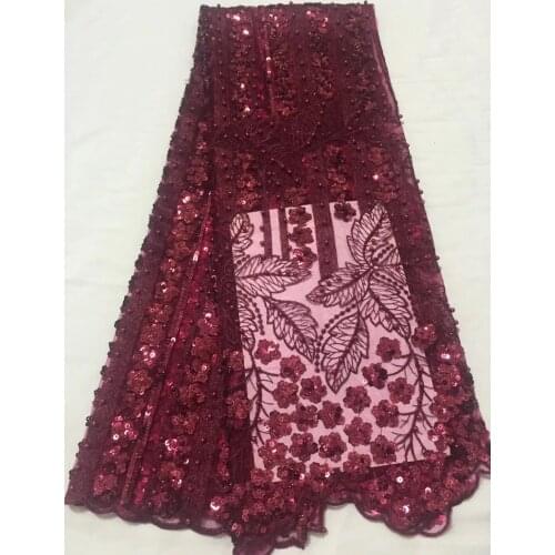 Bridal French Lace Fabric Beaded African Tulle Lace Fabric 5 Yards Per Lot Net Lace Fabric For Dress CD2779