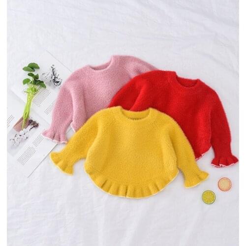 Girl Sweater Kids Baby Outwear Tops 2021 New Plus Velvet Thicken Warm Winter Autumn Knitting Pullover Children Clothing