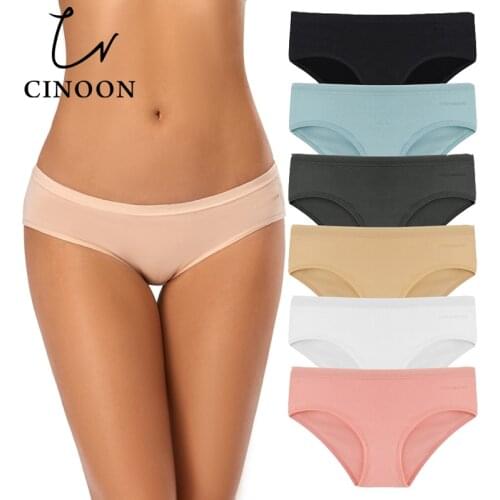 Cinoon Hot Sale Sexy Panties Womens Cotton Underwear Low-Rise Breathable Briefs Lady Solid Color Comfortable Intimates XXS-L
