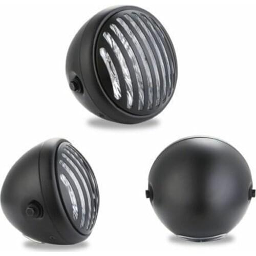 Universal 7" Grill Retro Vintage Motorcycle Side Mount Headlight Cafe Racer Touring Scooter Offroad Sport Bike Cruiser Bobber