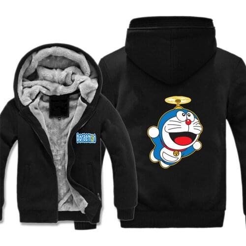 Japan anime Doraemon jacket men Thick Hooded Coat Zipper Sweatshirts Costume Clothes coat winter Hoodie