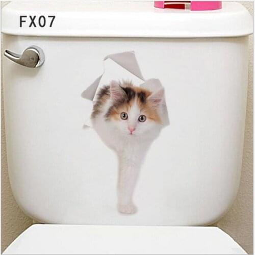 1pcs cute Animal Cat And Dog Funny Toilet Stickers WC 3D Stereo Cute Little Hamsters Stickers Home Decoration 20*30CM