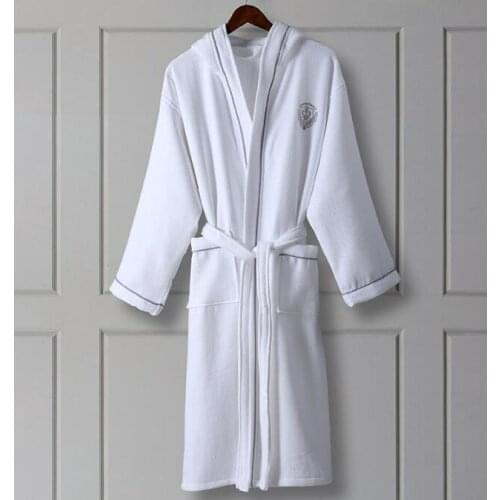 100% Cotton Winter Bathrobe Men Women Hotel Bathrobe Thick 1.2kg Hooded