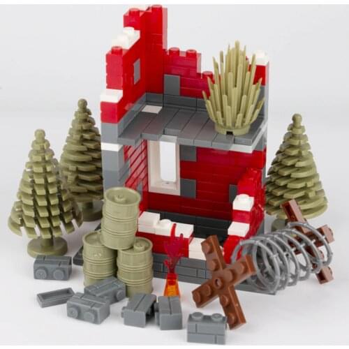 110PCS WW2 Military Soviet Soldiers Figures Building Blocks German Army Weapons Parts Plant Accessories Brick Children Toys