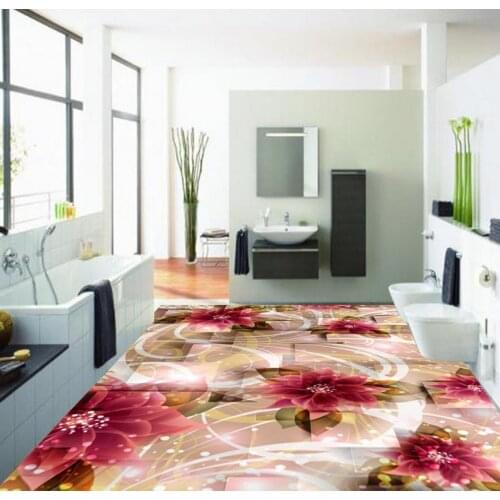 3D Floor Self-adhesive PVC Wallpaper Beautiful Flowers Pattern 3D Floor Custom Photo Floor 3D Wallpaper Modern Art