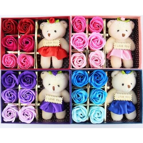 6Pcs Scented Rose Flower Petal Bath Body Soap Rose Soap Flower Romantic Flavor Wedding Party Gift For Luxurious Bath