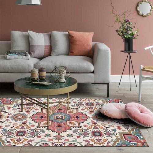 American Multi-Size Carpet High Quality Non-Slip Retro Printed Floral Pattern Antique Classical Rug For Living Room/Bedroom