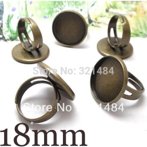 Antique bronze/brass 200pcs 18mm Ring Blank Base Bezel Cabochon Setting