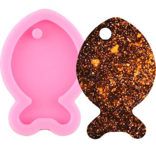 Shiny Glossy Fish Shape Silicone Mold Epoxy Resin Keychains Molds Polymer Clay Pendant Mould Jewelry Making Necklace Moulds