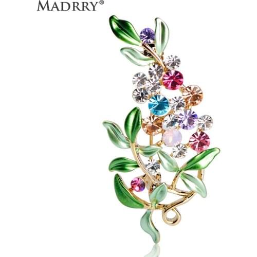 Madrry Luxury Flower Shape Brooches Colorful Rhinestone Alloy Metal Jewelry For Women Girls Scarf Buckle Party Dress Brooch Pins