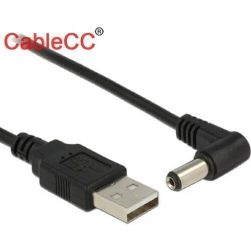 Cablecc 80cm USB 2.0 A Type Male to Right Angled 90 Degree 5.5 x 2.1mm DC 5V Power Plug Barrel Connector Charge Cable