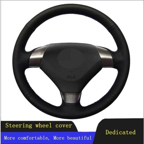 DIY Car Accessories Steering Wheel Cover Black Hand-stitched Genuine Leather For Honda Accord 7 Coupe 2003-2007 (3-Spoke)
