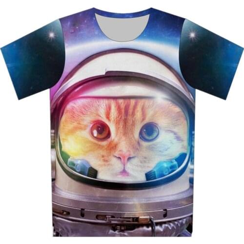 Children Astronaut Animal Lovely Cat 3D Printed T-shirt Boys Girls Tshirts 2019 Summer Kids Casual Short Sleeve O-neck Tops Tees