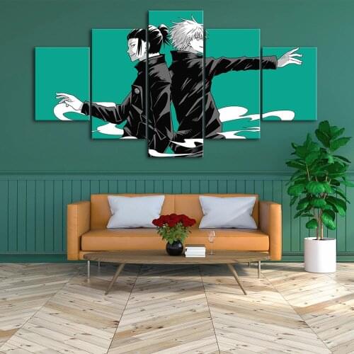 Home Decor HD 5 Pcs Canvas Art Jujutsu Kaisen Picture Modular Prints Japanese Cartoons Poster Painting Wall Restaurant Framework