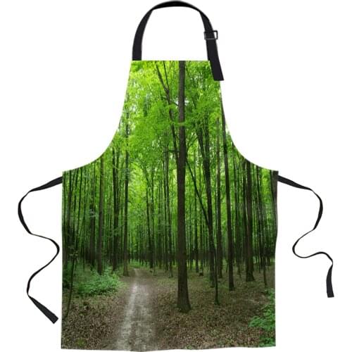 Green Forest Nature Aprons for Women Men Kid Cooking Baking Apron Kitchen Utility Equipment Accessories