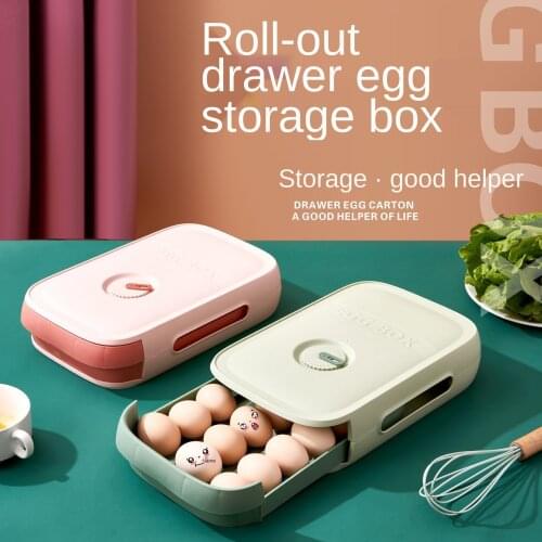 Refrigerator Egg Storage Box Fresh-keeping Household Creative Kitchen Food Organizer Rolling Drawer Type Egg Box