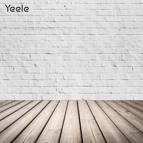 White Brick Wall Wood Floor Board Plank Vinyl Wooden Photography Backdrops Background for Photo Studio Photophone Photozone