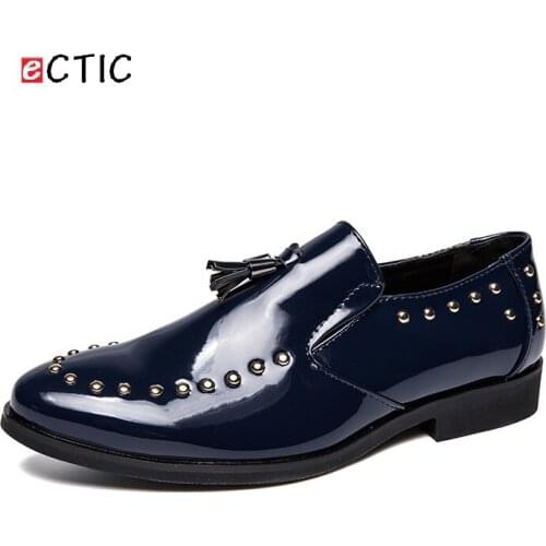 ECTIC Big Size 38~46 Classic Elegant Italian Men Penny Loafer Formal Dress Shoes Wedding Calcado Masculino Handsome