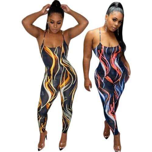 Tie Dye Chic Trendy Clothing Summer Womens Jumpsuits And Rompers Sleeveless High Waist Classic Pencil Pants Party Overalls