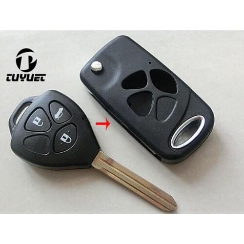 Tuyuet Blank Uncut Blade 3 Buttons Modified Flip Remote Key Shell Case For Toyota Camry Reiz Corolla