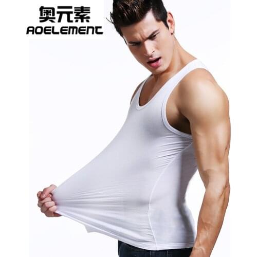 Mens underwear under vest sexy summer modal undershirts sports man hurdles tight fitness elastic thin sleeveless top