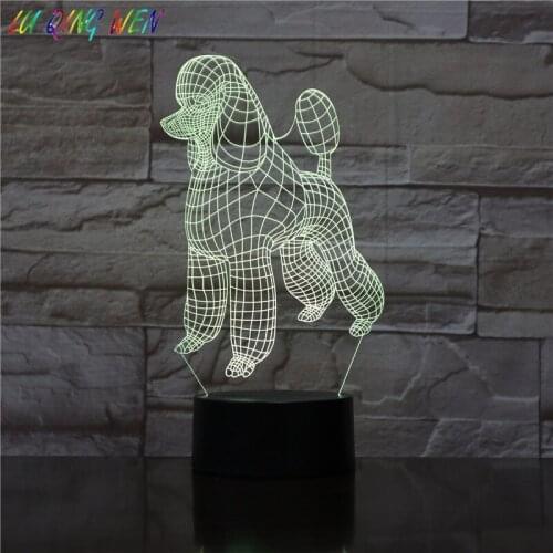 Dog Poodle Night Lamp 3d Hologram Childrens Goods Room Decoration Battery-powered Lamp Caniche Led Night Light Touch Sensor
