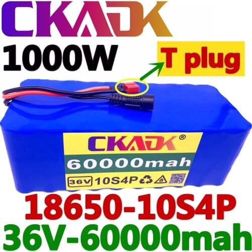 2021 new CKADK 36V Battery 10S4P 36V 60Ah Battery 1000W High Power Battery 60000mAh Ebike Electric Bike Charger BMS