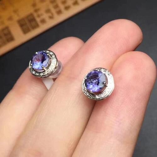 New Arrival Real Natural Tanzanite Earring 925 sterling silver Fine jewelry Natural and Real Tanzanite Earring