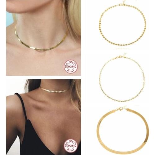 S925 Sterling Silver Collares Choker Necklace For Woman Birthday Valentines Day Gift Clavicle Chain Necklaces Charm Jewelry