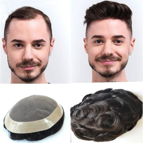 1B Color Men toupee Fine Mono Base Human Hair Transparent Toupee Men Capillary Prosthesis Man Wigs For Thin Hair Area