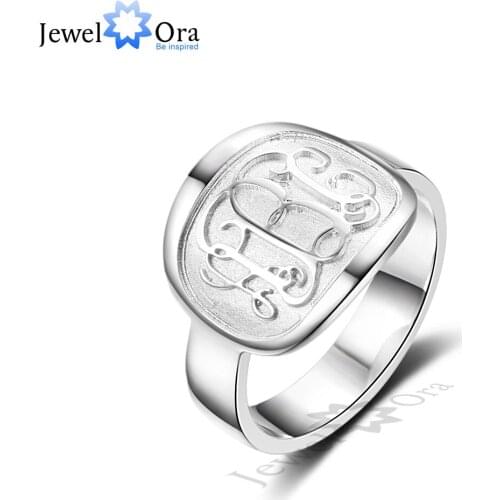 3 Color Personalized Engrave Jewelry 925 Sterling Silver Monogram Name Ring Best Christmas Gift For Friends (JewelOra RI102309)