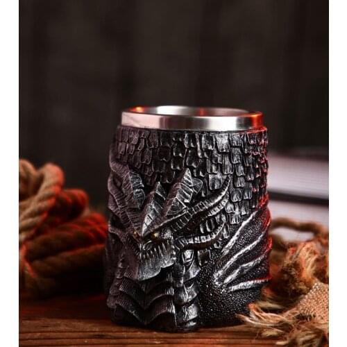 Stainless steel DRAGON beer mug 3D retro large capacity beer mug cup halloween
