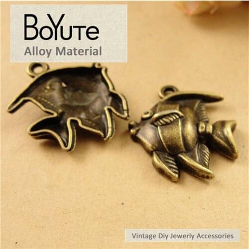 BoYuTe (50 Pieces/Lot) 26*22MM Antique Bronze Plated Zinc Alloy Fish Pendant for Jewelry Making Diy Accessories