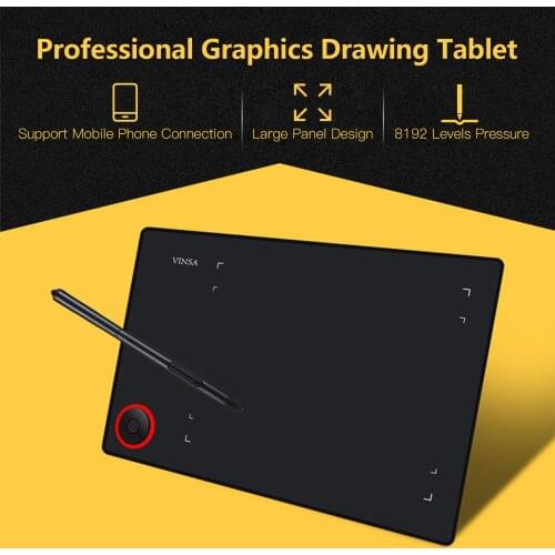 Professional Graphics Drawing Tablet Writing Board 8192 Levels Battery-Free Stylus with Controller Knob OTG Adapter OTG Cable