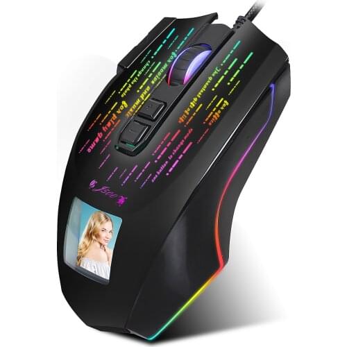 HXSJ J500 Wired Gaming Mouse 10000 DPI Optical Sensor RGB Backlit Photo Setting Macro Programming for PC Gamers Office Home