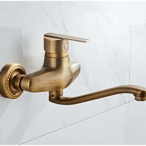 Faucet Bathroom Bronze Brushed Finish Basin Faucets Wall Mounted Water Taps Brass Mixer Sink Tap